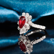 Mozambique Unheated Natural Pigeon Blood Ruby Stone Ring 2.14ct, Diamond 1.97ct 18K Gold